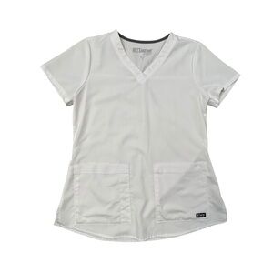 Grey’s Anatomy White V-Neck Scrub Top‎ Small Front Pockets Medical